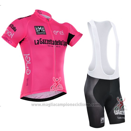 2016 Abbigliamento Ciclismo Giro d'Italia Rosa e Nero Manica Corta e Salopette